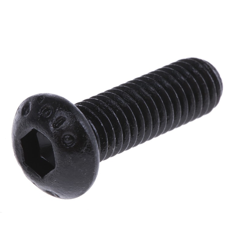 1 Box of 100 - RS PRO Black, Self-Colour Steel Hex Socket Button Screw, ISO 7380, M6 x 20mm