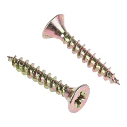 1 Box of 100 - RS PRO Pozidriv Countersunk Steel Wood Screw Yellow Passivated, Zinc Plated, 5mm Thread, 30mm Length