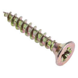 1 Box of 100 - RS PRO Pozidriv Countersunk Steel Wood Screw Yellow Passivated, Zinc Plated, 5mm Thread, 30mm Length