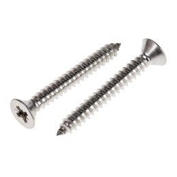 1 Box of 100 - RS PRO Plain Stainless Steel Countersunk Head Self Tapping Screw, N°10 x 1.1/2in Long 38mm Long