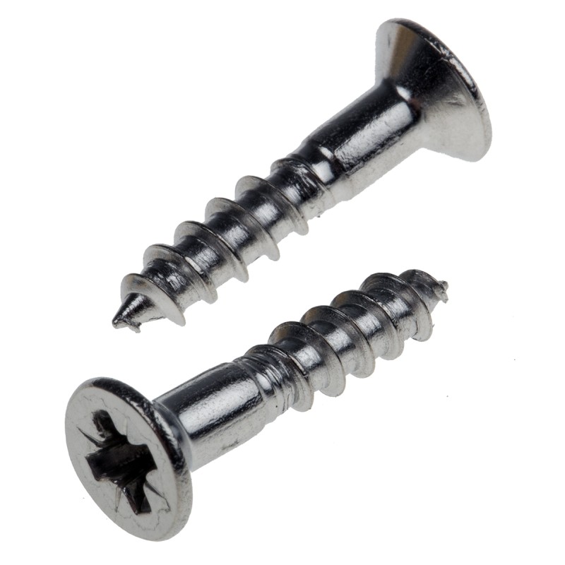 1 Box of 100 - RS PRO Pozidriv Countersunk Stainless Steel Wood Screw, A2 304, 4mm Thread, 20mm Length