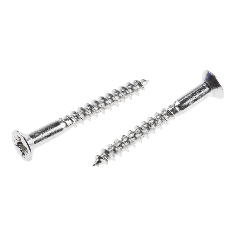 1 Box of 100 - RS PRO Pozidriv Countersunk Stainless Steel Wood Screw, A2 304, 3.5mm Thread, 30mm Length
