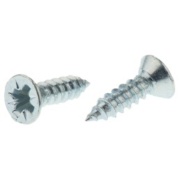 1 Box of 100 - RS PRO Bright Zinc Plated, Clear Passivated Steel Countersunk Head Self Tapping Screw, N°6 x 1/2in Long 13mm Long