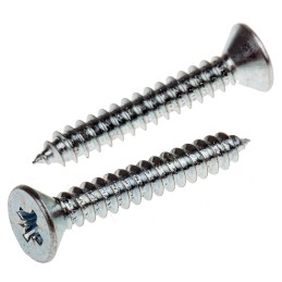 1 Box of 100 - RS PRO Bright Zinc Plated, Clear Passivated Steel Countersunk Head Self Tapping Screw, N°10 x 1.1/4in Long 32mm L