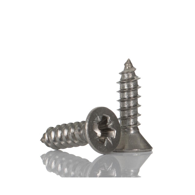 1 Box of 100 - RS PRO Plain Stainless Steel Countersunk Head Self Tapping Screw, N°6 x 1/2in Long 13mm Long