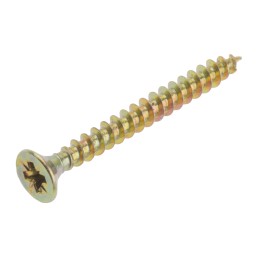 1 Box of 100 - RS PRO Pozidriv Countersunk Steel Wood Screw Yellow Passivated, Zinc Plated, 4mm Thread, 40mm Length
