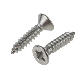 1 Box of 100 - RS PRO Plain Stainless Steel Countersunk Head Self Tapping Screw, N°12 x 1in Long 25mm Long