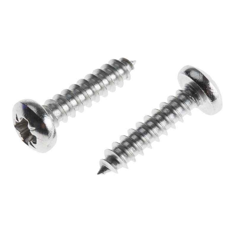 1 Box of 100 - RS PRO Plain Stainless Steel Pan Head Self Tapping Screw, N°6 x 5/8in Long 16mm Long