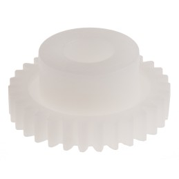 1 pcs - RS PRO POM 30 Teeth Spur Gear, 0.5 Module, 5mm Bore Diam, 15mm Pitch Diam, 10mm Hub Diam