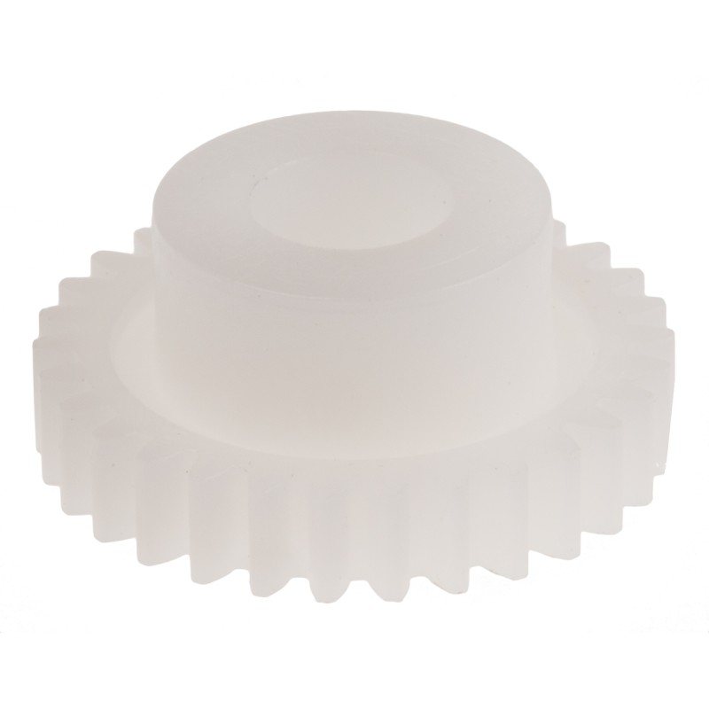 1 pcs - RS PRO POM 30 Teeth Spur Gear, 0.5 Module, 5mm Bore Diam, 15mm Pitch Diam, 10mm Hub Diam