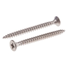 1 Box of 100 - RS PRO Pozidriv Countersunk Stainless Steel Wood Screw, A2 304, 5mm Thread, 60mm Length