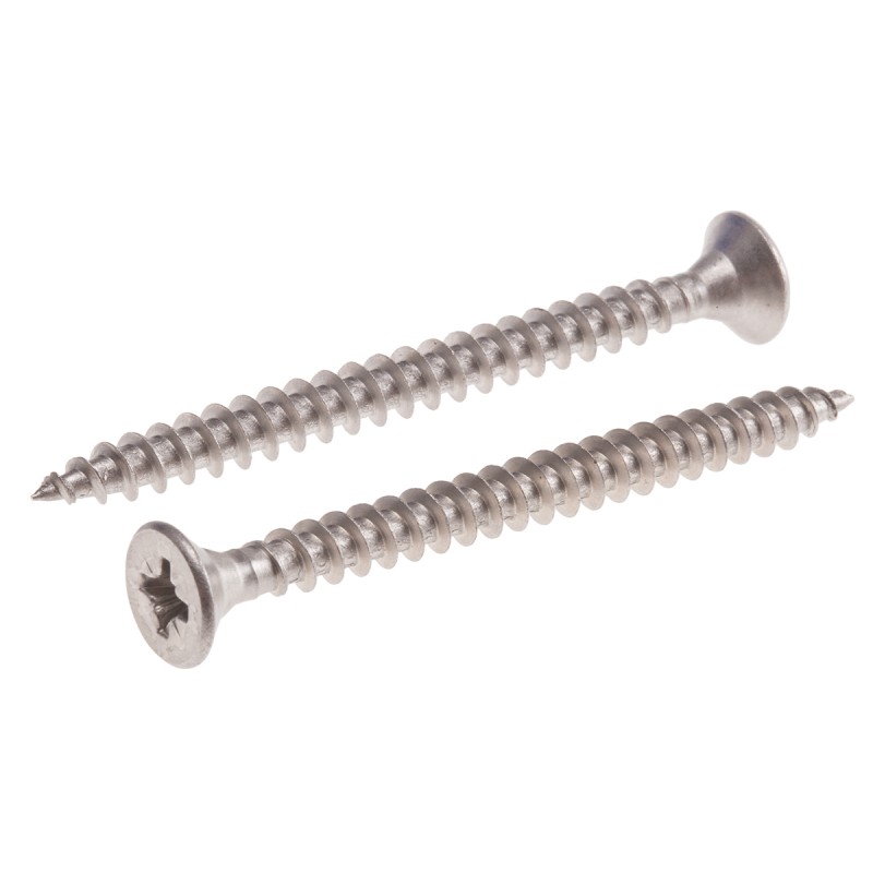 1 Box of 100 - RS PRO Pozidriv Countersunk Stainless Steel Wood Screw, A2 304, 5mm Thread, 60mm Length