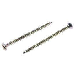 1 Box of 100 - RS PRO Pozidriv Countersunk Steel Wood Screw Yellow Passivated, Zinc Plated, 4.5mm Thread, 70mm Length
