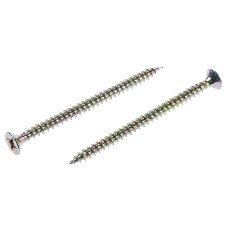 1 Box of 100 - RS PRO Pozidriv Countersunk Steel Wood Screw Yellow Passivated, Zinc Plated, 4.5mm Thread, 70mm Length