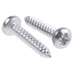 1 Box of 100 - RS PRO Plain Stainless Steel Pan Head Self Tapping Screw, N°6 x 3/4in Long 19mm Long