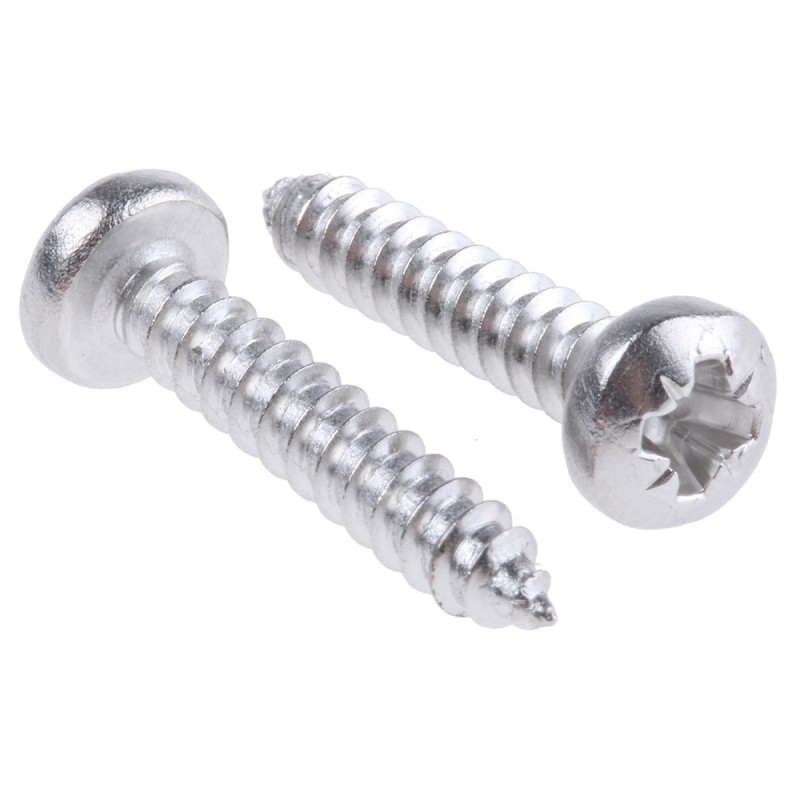 1 Box of 100 - RS PRO Plain Stainless Steel Pan Head Self Tapping Screw, N°6 x 3/4in Long 19mm Long