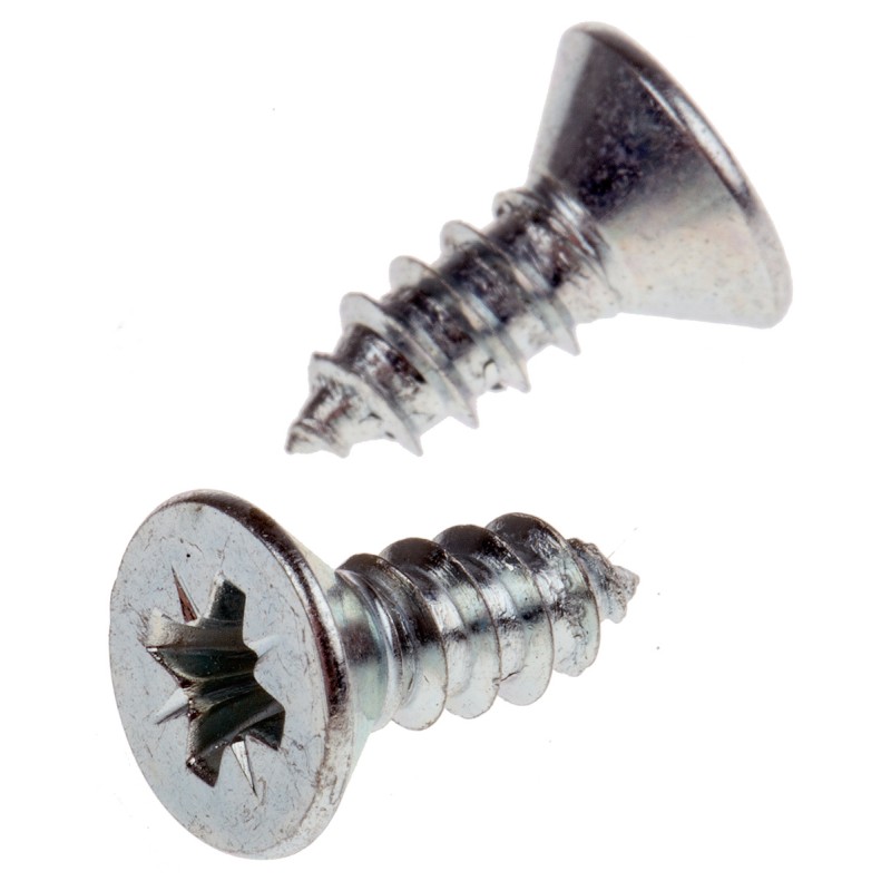 1 Box of 100 - RS PRO Bright Zinc Plated, Clear Passivated Steel Countersunk Head Self Tapping Screw, N°10 x 1/2in Long 13mm Lon