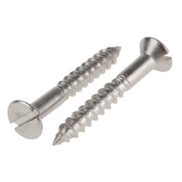 1 Box of 100 - RS PRO Slot Countersunk Stainless Steel Wood Screw, A2 304, No. 8 Thread, 30mm Length