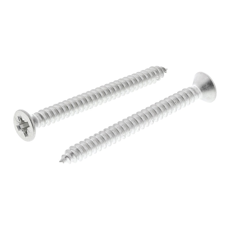 1 Box of 100 - RS PRO Plain Stainless Steel Countersunk Head Self Tapping Screw, N°8 x 1.3/4in Long 45mm Long