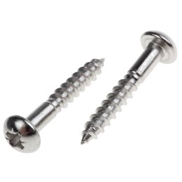1 Box of 100 - RS PRO Pozidriv Round Stainless Steel Wood Screw, A2 304, 4mm Thread, 25mm Length