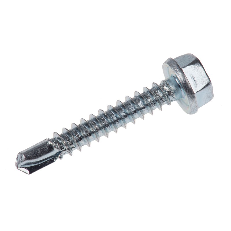 1 Box of 100 - RS PRO Bright Zinc Plated Steel Self Drilling Screw M4.2 x 1in Long x 25mm Long