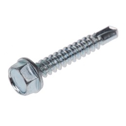 1 Box of 100 - RS PRO Bright Zinc Plated Steel Self Drilling Screw M4.2 x 1in Long x 25mm Long