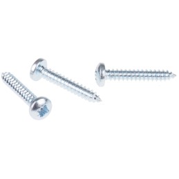 1 Box of 100 - RS PRO Bright Zinc Plated Steel Pan Head Self Tapping Screw, N°8 x 1in Long 25mm Long