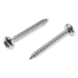 1 Box of 100 - RS PRO Plain Stainless Steel Pan Head Self Tapping Screw, N°6 x 1in Long 25mm Long