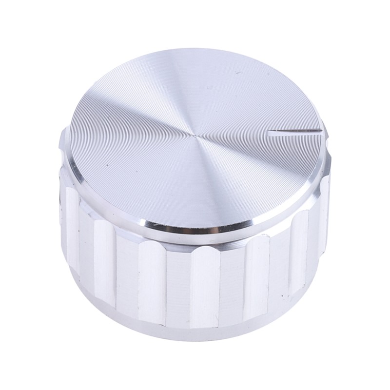 1 pcs - RS PRO 25mm Silver Potentiometer Knob for 6.4mm Shaft Splined