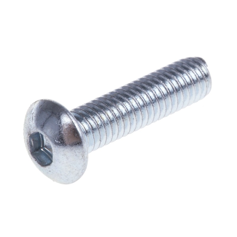 1 Box of 100 - RS PRO Bright Zinc Plated Steel Hex Socket Button Screw, ISO 7380, M3 x 12mm