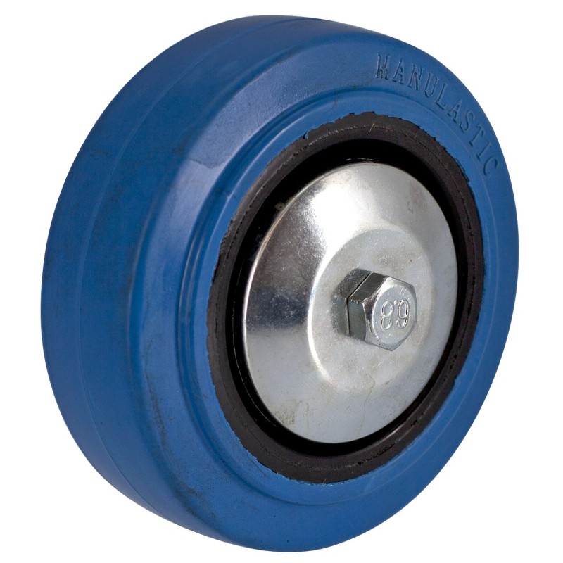 1 pcs - Guitel Hervieu Black, Blue Rubber Quiet Operation Trolley Wheel, 150kg