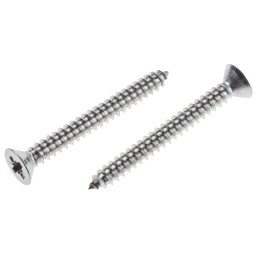 1 Box of 100 - RS PRO Plain Stainless Steel Countersunk Head Self Tapping Screw, N°8 x 1.1/2in Long 38mm Long
