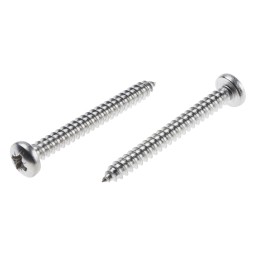 1 Box of 100 - RS PRO Plain Stainless Steel Pan Head Self Tapping Screw, N°8 x 1.1/2in Long 38mm Long