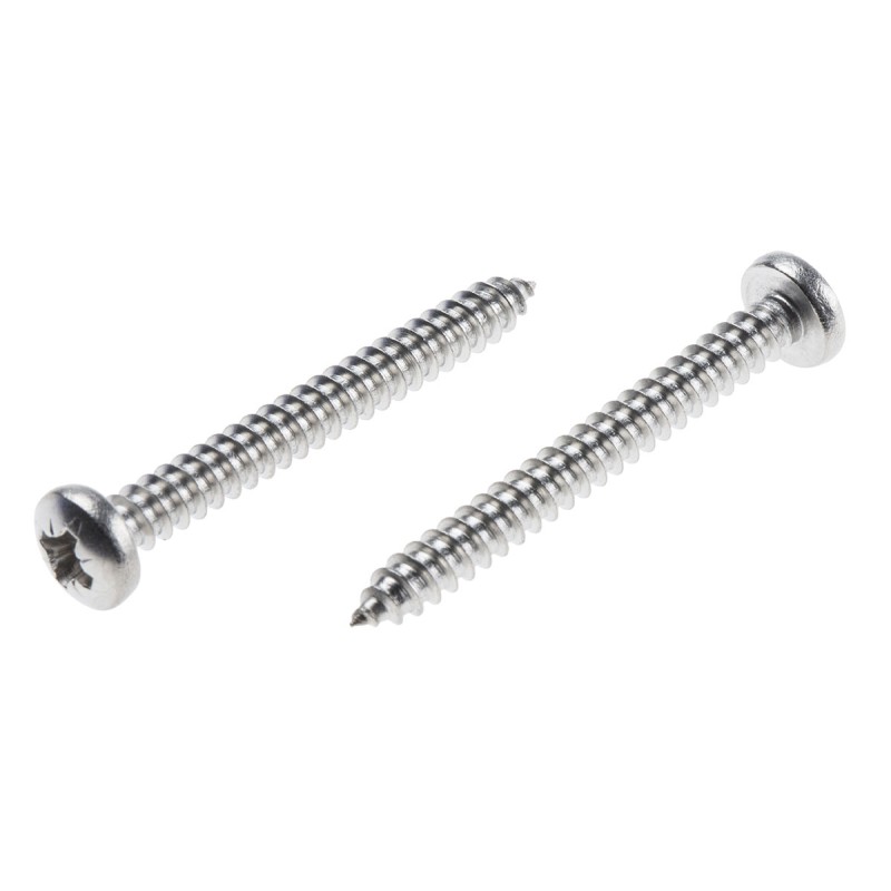 1 Box of 100 - RS PRO Plain Stainless Steel Pan Head Self Tapping Screw, N°8 x 1.1/2in Long 38mm Long