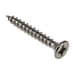 1 Box of 100 - RS PRO Pozidriv Countersunk Stainless Steel Wood Screw, A2 304, 4mm Thread, 30mm Length