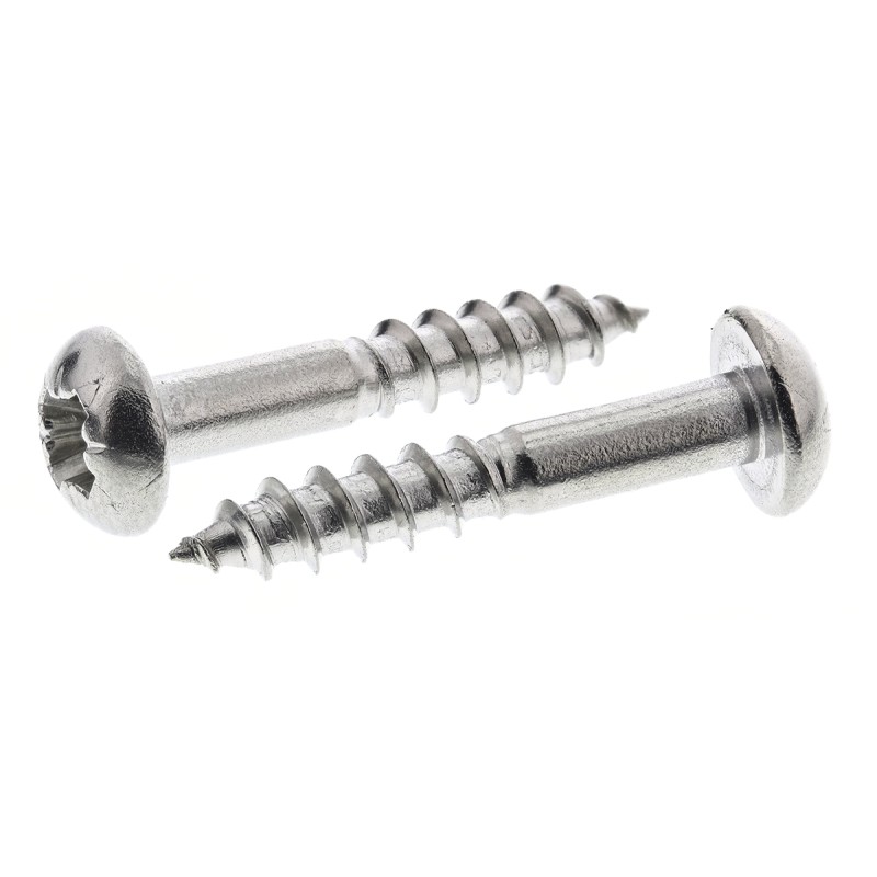 1 Box of 100 - RS PRO Pozidriv Round Stainless Steel Wood Screw, A2 304, 3.5mm Thread, 20mm Length