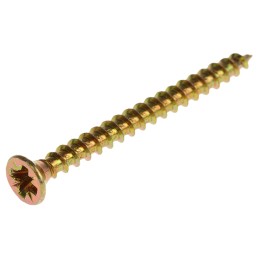 1 Box of 100 - RS PRO Pozidriv Countersunk Steel Wood Screw Yellow Passivated, Zinc Plated, 3.5mm Thread, 40mm Length
