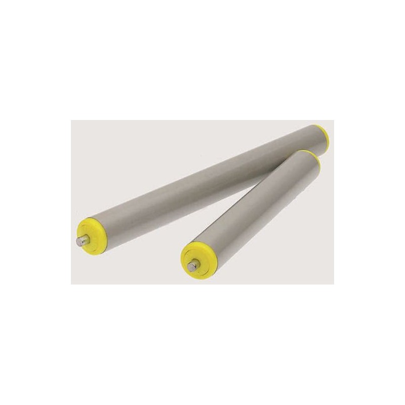 1 pcs - Interroll PVC Round Conveyor Roller Spring Loaded 50mm Dia. x 350mm L, Steel, 10mm Spindle, 380mm Overall Length