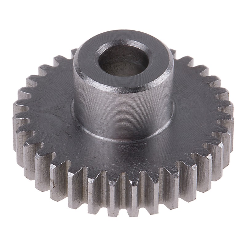 1 pcs - RS PRO Steel 32 Teeth Spur Gear, 0.8 Module, 6mm Bore Diam, 25.6mm Pitch Diam, 12mm Hub Diam