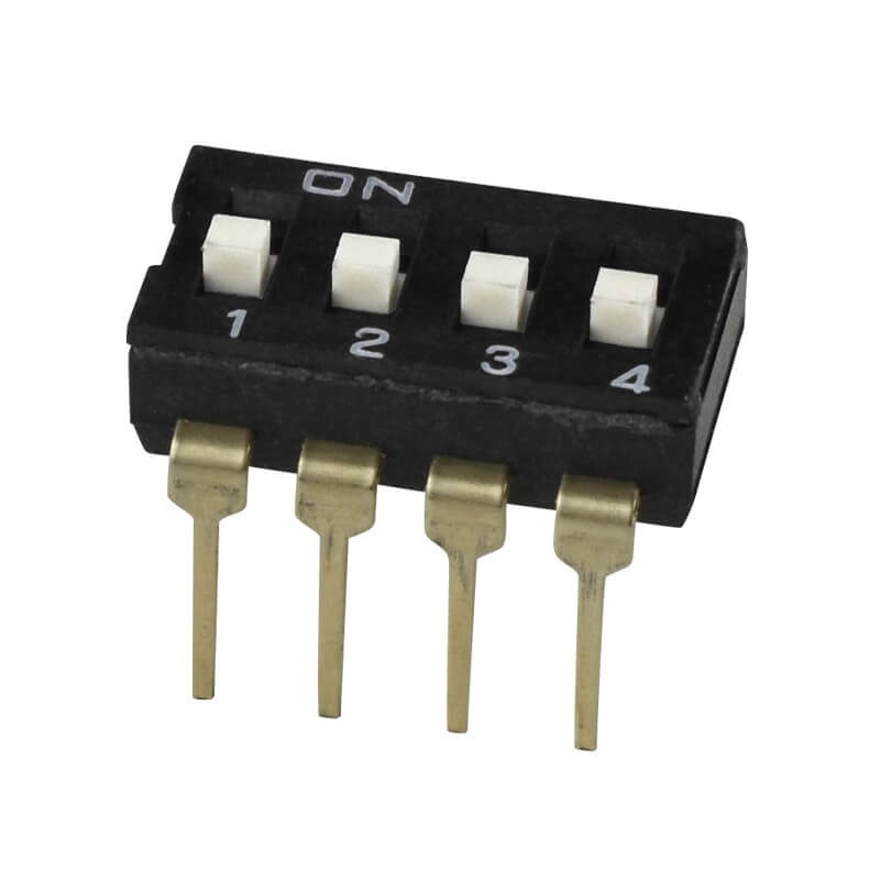 10 pcs : DS04-254-2L-04BK - SWITCH SLIDE DIP SPST 0.025A 24V