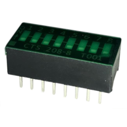 10 pcs : 208-8LPST - SWITCH SLIDE DIP SPST 0.05A 24V
