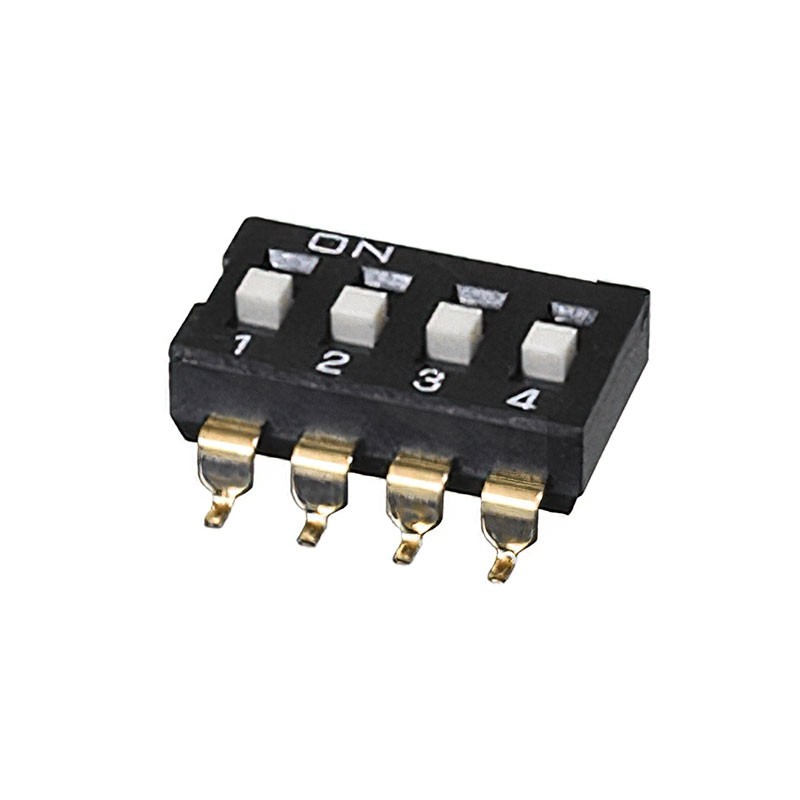 10 pcs : DS04-254-1-04BK-SMT - SWITCH SLIDE DIP SPST 0.025A 24V