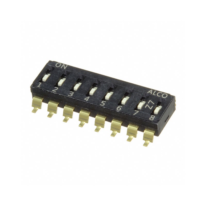 10 pcs : EDS08SGRNTU04Q - SWITCH SLIDE DIP SPST 0.025A 24V