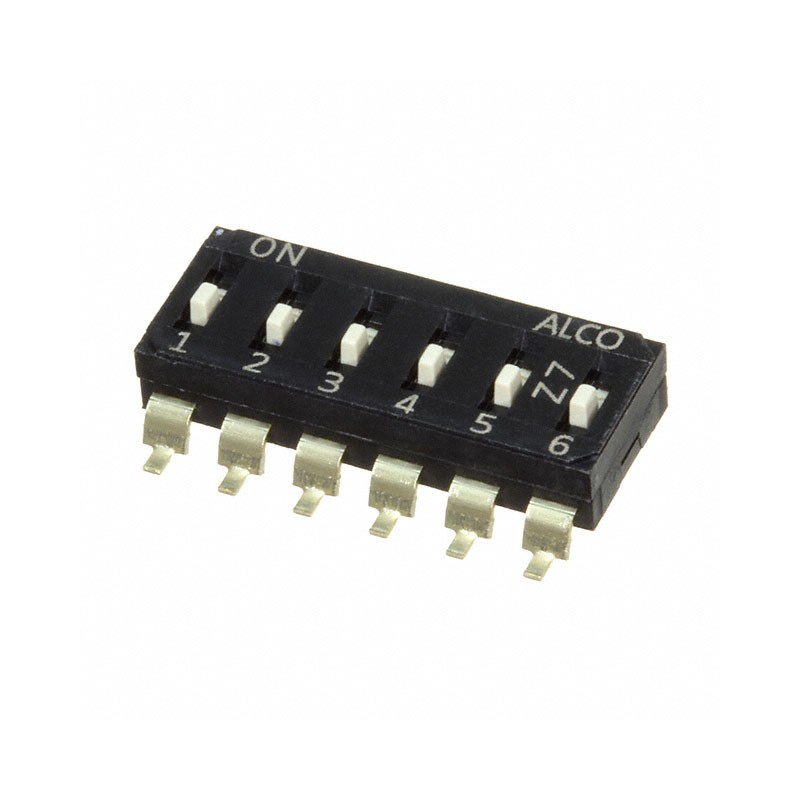 10 pcs : EDS06SGNNTU04Q - SWITCH SLIDE DIP SPST 0.025A 24V