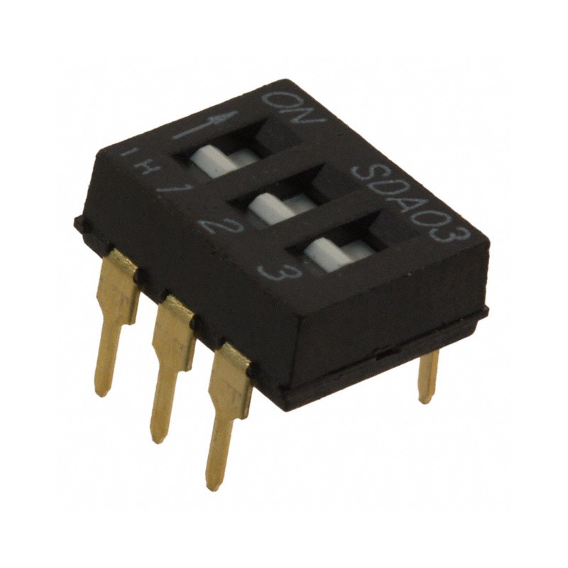 10 pcs : SDA03H0BD - SWITCH SLIDE DIP SPST 0.025A 24V