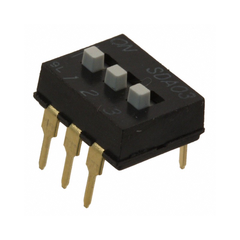 10 pcs : SDA03H1BD - SWITCH SLIDE DIP SPST 0.025A 24V