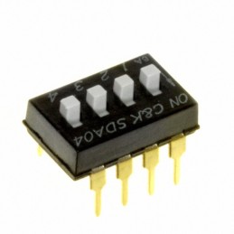 10 pcs : SDA04H1BD - SWITCH SLIDE DIP SPST 0.025A 24V