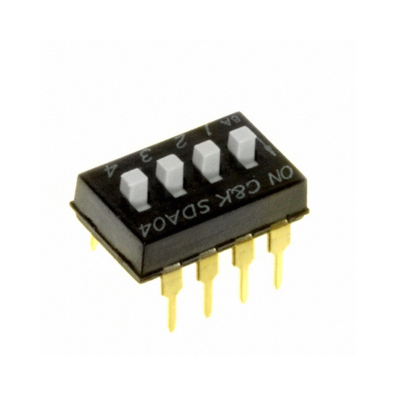 10 pcs : SDA04H1BD - SWITCH SLIDE DIP SPST 0.025A 24V