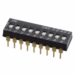 10 pcs : SDA09H0BD - SWITCH SLIDE DIP SPST 0.025A 24V
