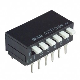 10 pcs : 1-1571999-6 - SWITCH PIANO DIP SPST 0.025A 24V